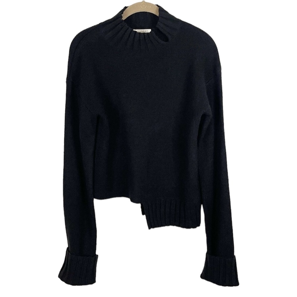 After Market Black Half Hem Mock Neck Sweater Size S